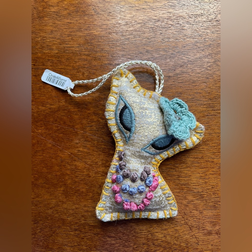 Crate & Barrel Glam Boho Cat w/ Necklace Ornament